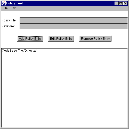 CodeBase $B$,(J 1 $B$D;XDj$5$l$F$$$k(J [Policy Tool] $B%&%#%s%I%&(J